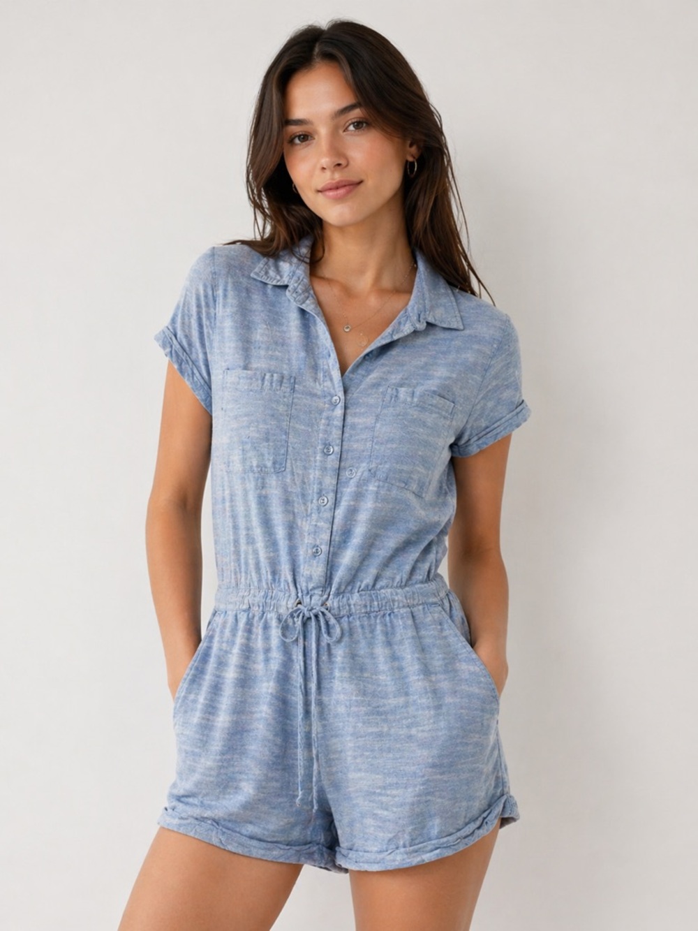 BDG Urban Outfitters Blue‎ Heathered Cotton Romper